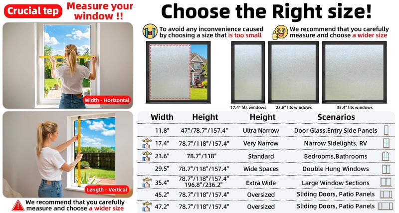 DUOFIRE Privacy Window Film Natural Frosted Glass Film Static Cling Glass Film No Glue Anti-UV Window Sticker Non Adhesive for Privacy Office Meeting Room Bathroom Living Room 23.6in. x 118in. S001 - Image 5